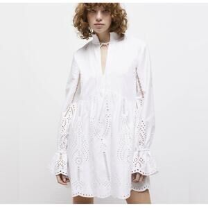 New the Kooples white long sleeve eyelet lace dress sz 2 medium